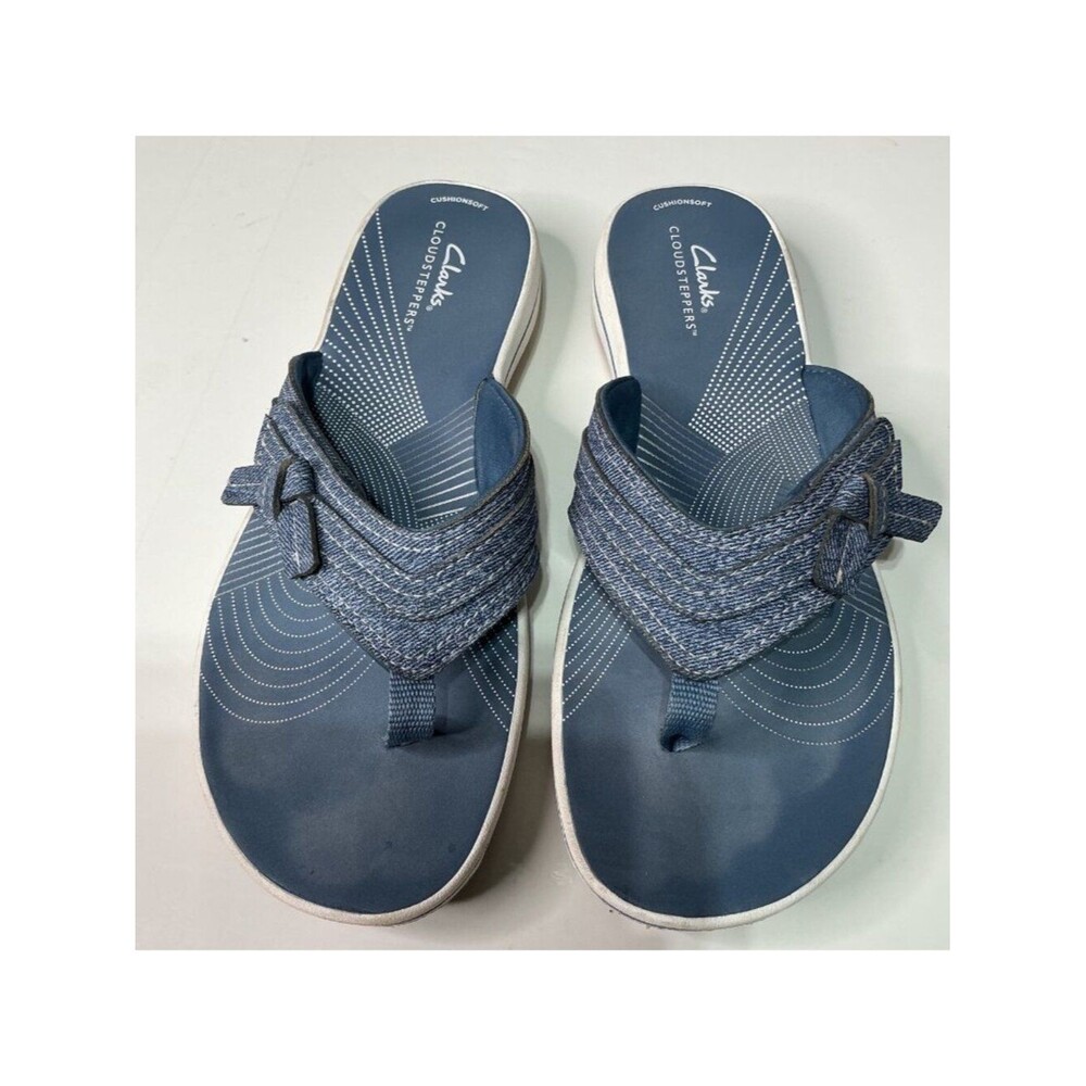 Clark Women's Cloudsteppers Breeze Dalia Rip Tape Sandals Blue Size 9 M